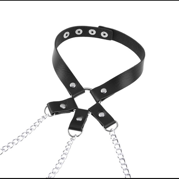 Triple Chain Vegan Leather Chain Harness - Picture 4 of 6